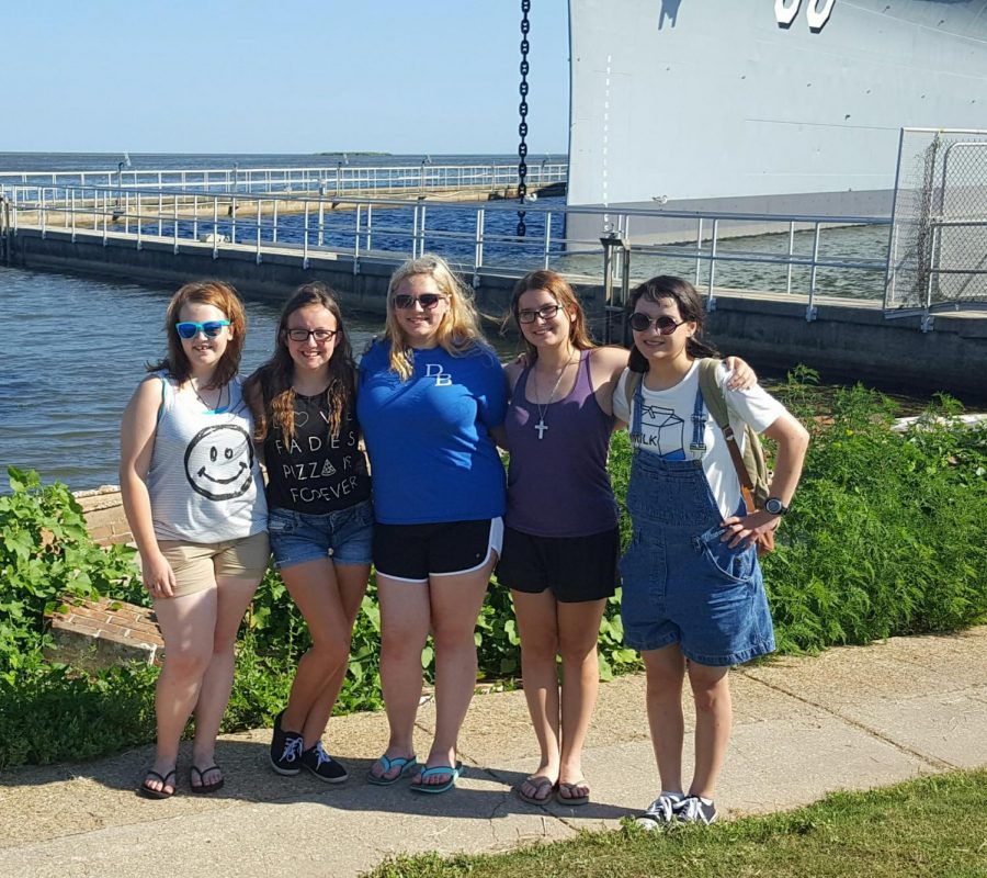 Senior scouts from left to right: seniors Kaity Rhea, Savannah Jones, Miranda Madden, Eileen Thrasher and 2017 graduate Annie Cortes. 