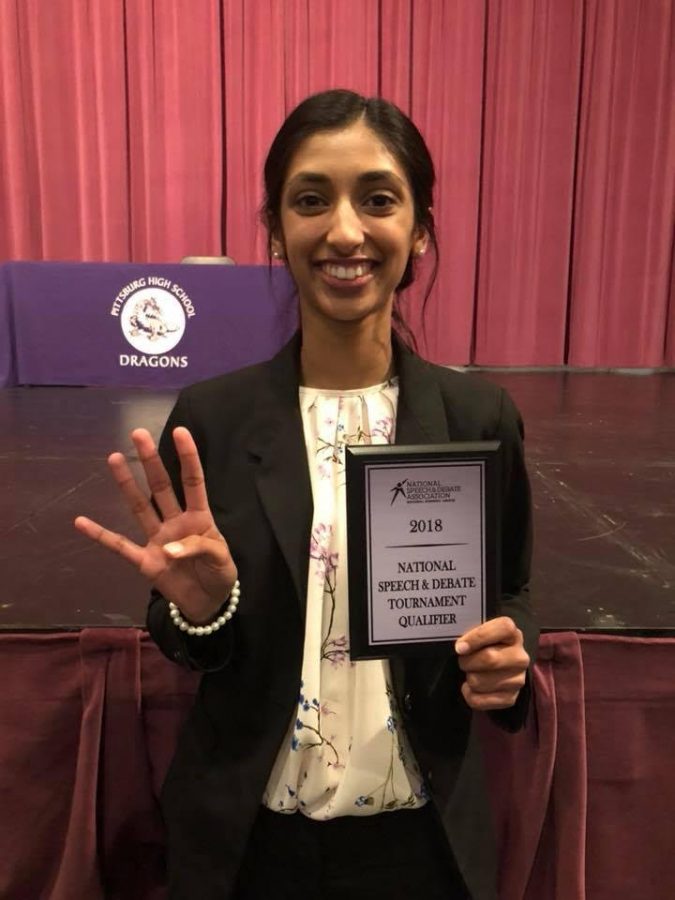 Gina Mathew is the first person in PHS school history to qualify for the National Speech and Debate Tournament four years in a row. 