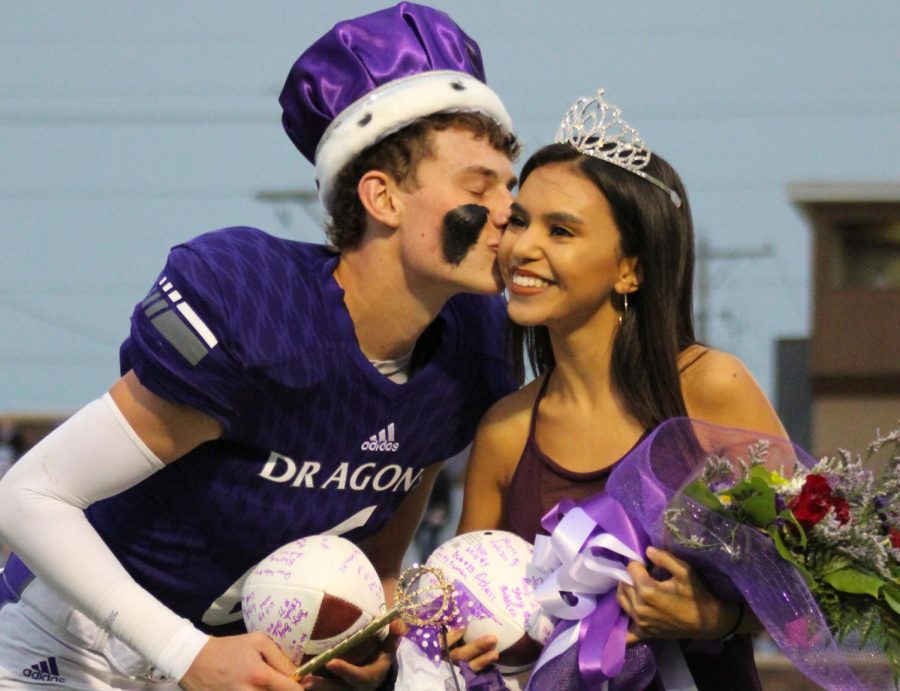 Last Friday, seniors Brett Wiemers and Ximena Ibarra were crowned homecoming king and queen at the Dragons football game against the Fort Scott Tigers. The Dragons won the game 17-14 and are currently undefeated at home. 