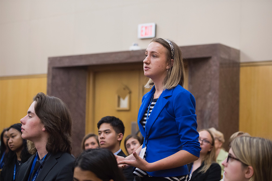 Senior Nicole Konopelko shares her thoughts on student journalism at the Al Neuharth Free Spirit and Journalism Conference. 51 student journalists are selected to represent their state in the all-expenses paid journalism conference. This year, Konopelko represented Kansas. 