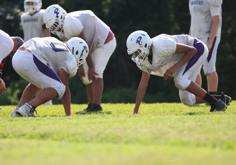 Freshmen football team during practice on Thursday, Aug. 29. Photo by Noemi Hernandez