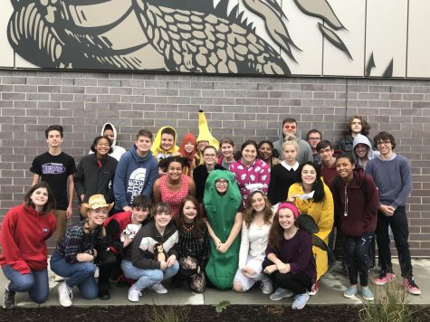 Drama Club participates in a an annual event called Trick or Treat So Kids Can Eat to . collect community food donations for Wesley House.