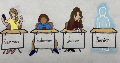 Art above features the different classes and attempts to demonstrate the lack of numbers in the senior class.