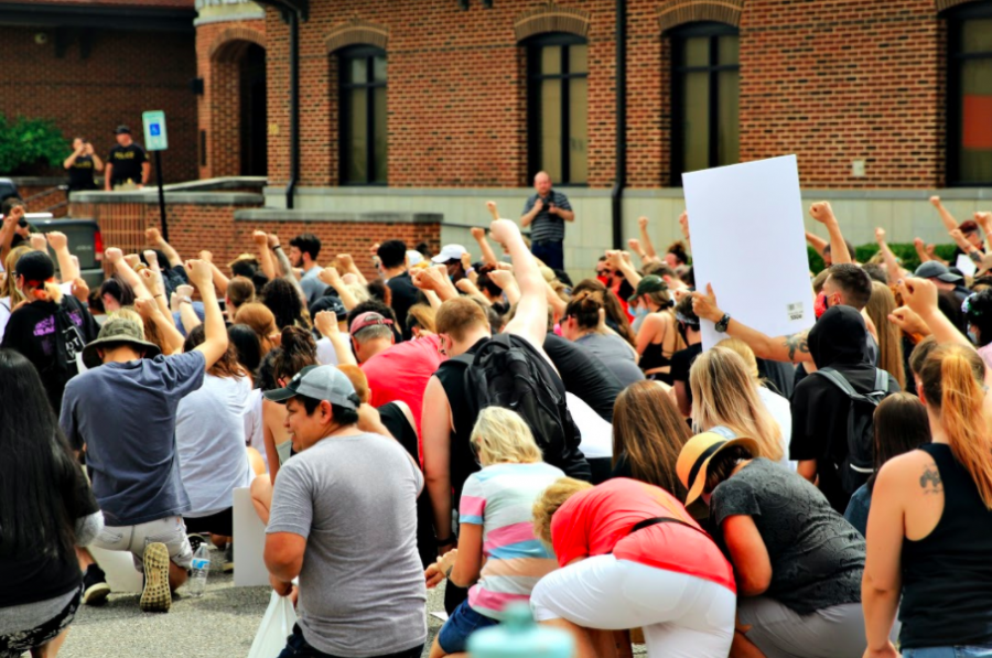 Citizens of Pittsburg kneel in memory of George Floyd and the many other lives that were taken due to police brutality. 