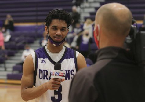 Javon Grant being interviewed by KOAM after the game against Field Kinley. 