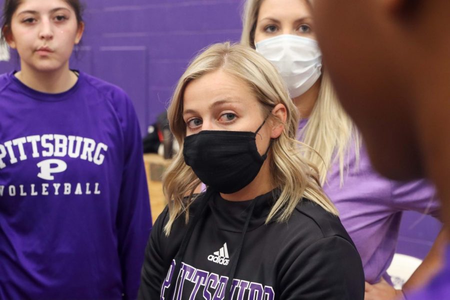 Head coach Ashlen Riggs listens to her players.