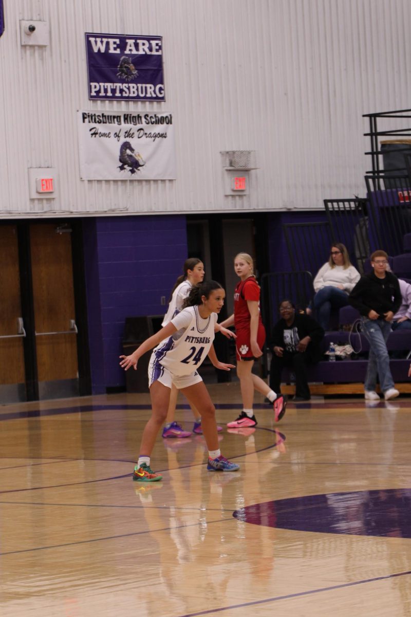  Kyndall Elkamil, freshman locks in on defense Friday night against Fort Scott.